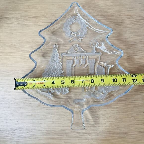 Glass Christmas Tree 13.5" Serving Dish Tray Decorative Plate by Studio Nova - Picture 5 of 6